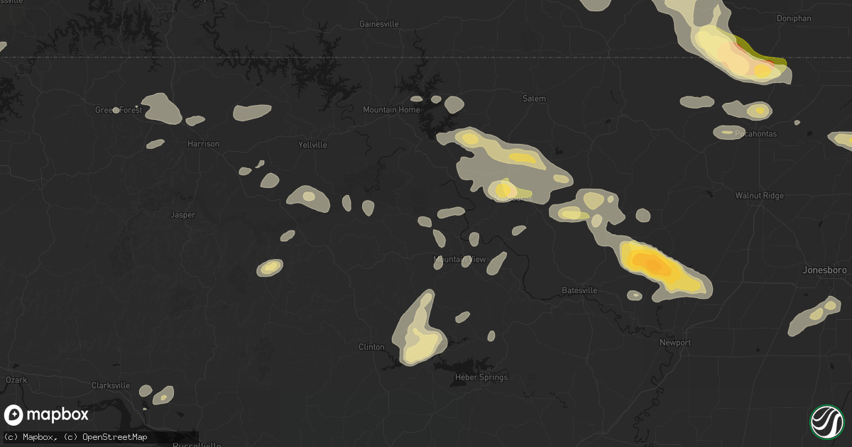 Hail map in Fifty Six, AR on June 13, 2026