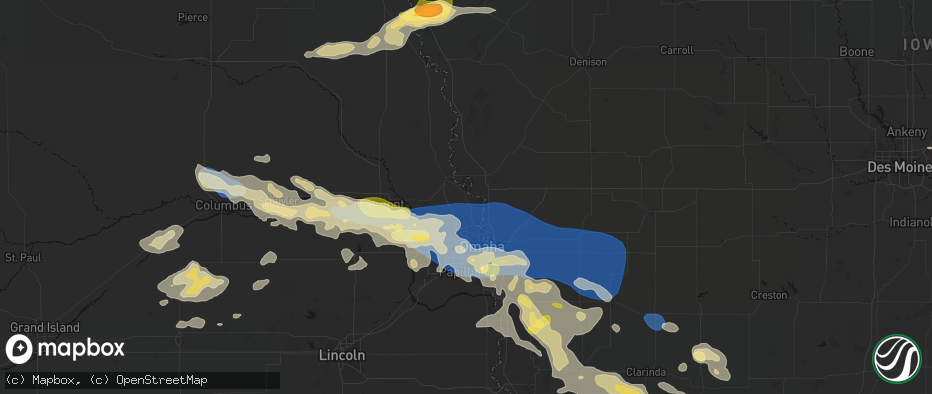 Hail map in Fort Calhoun, NE on June 13, 2026
