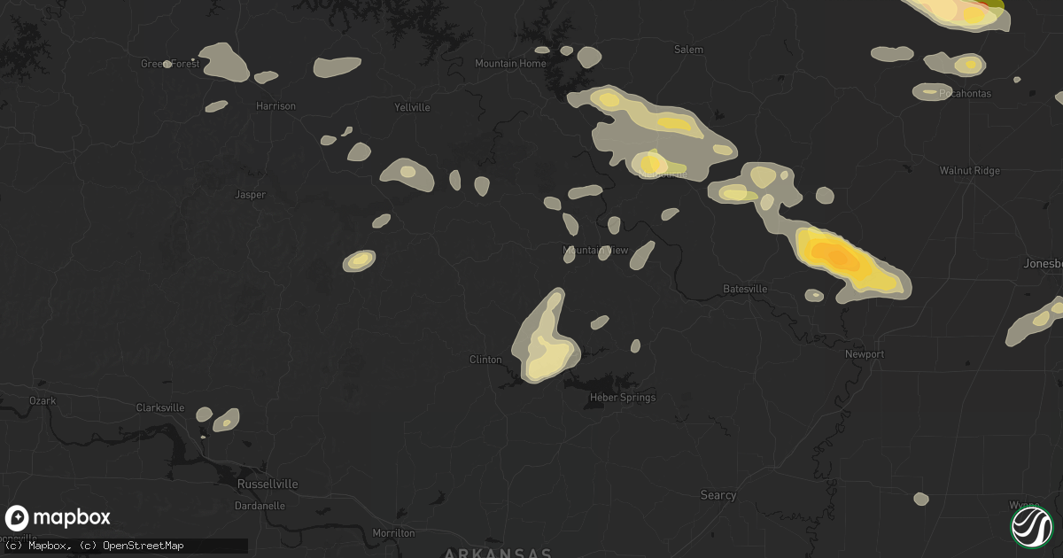 Hail map in Fox, AR on June 13, 2026
