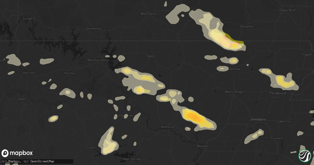 Hail map in Franklin, AR on June 13, 2026