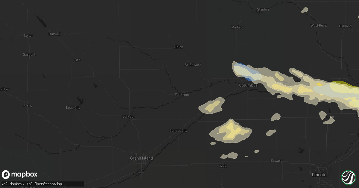 Hail map in Fullerton, NE on June 13, 2026