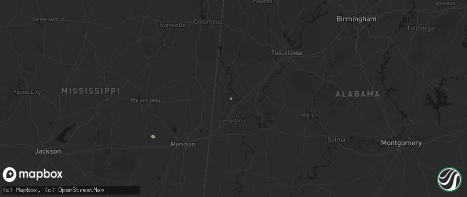 Hail map in Gainesville, AL on June 13, 2026