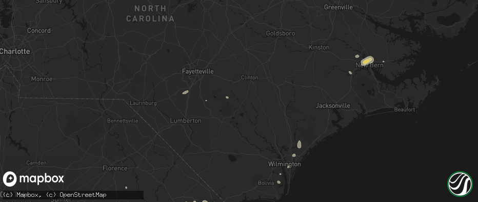 Hail map in Garland, NC on June 13, 2026