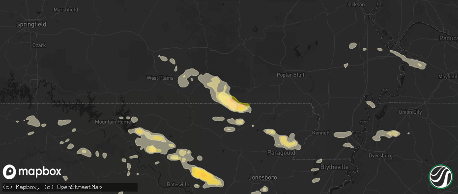 Hail map in Gatewood, MO on June 13, 2026