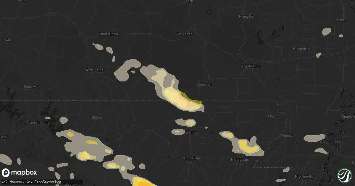 Hail map in Gatewood, MO on June 13, 2026