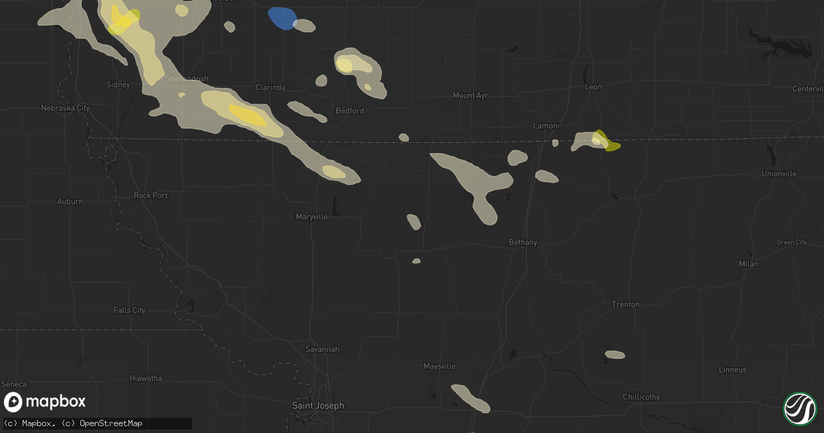 Hail map in Gentry, MO on June 13, 2026