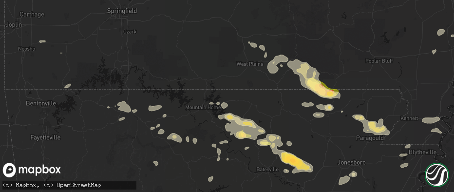 Hail map in Gepp, AR on June 13, 2026