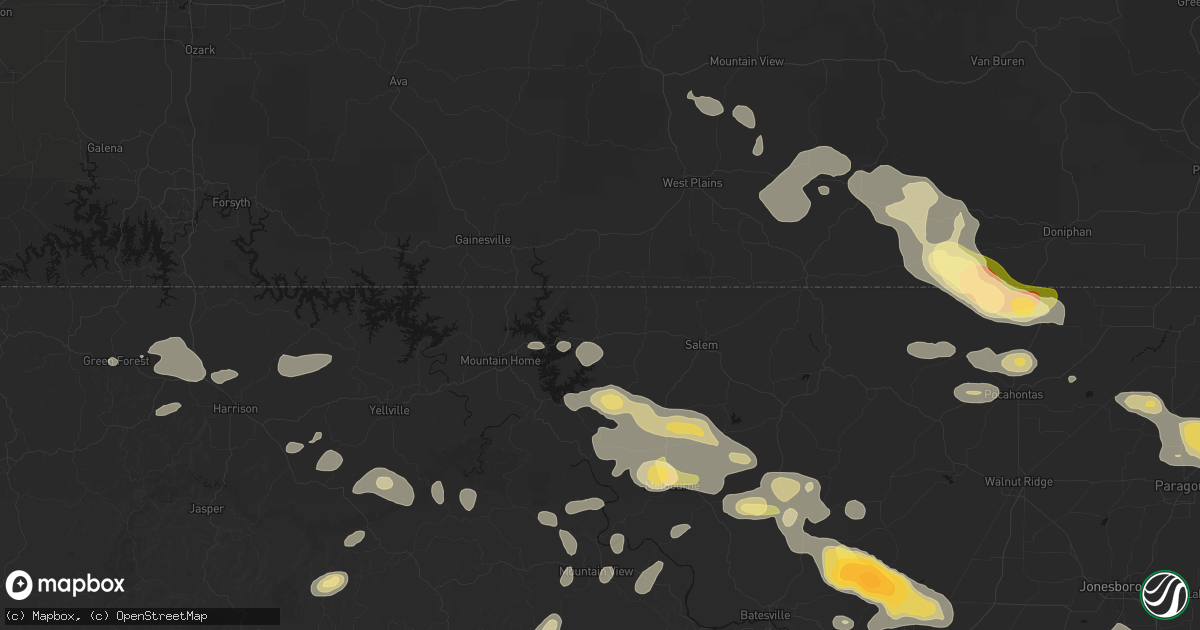 Hail map in Gepp, AR on June 13, 2026