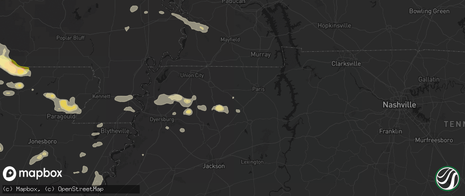 Hail map in Gleason, TN on June 13, 2026
