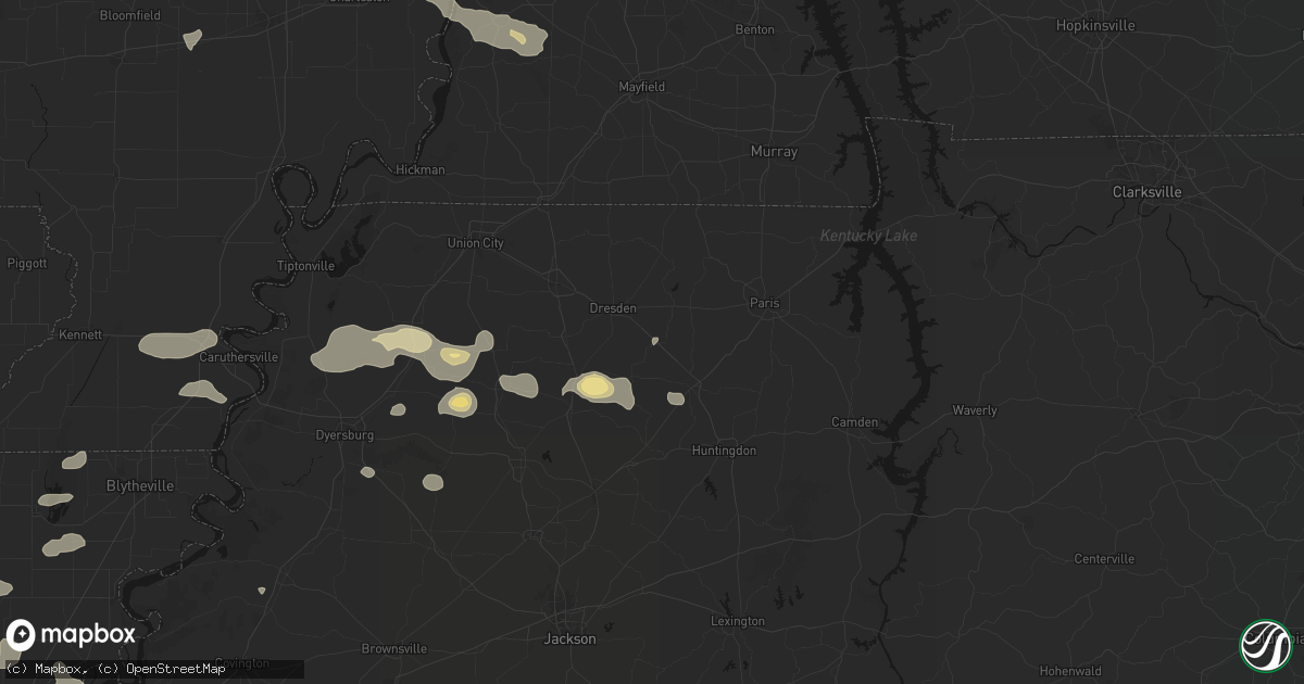 Hail map in Gleason, TN on June 13, 2026