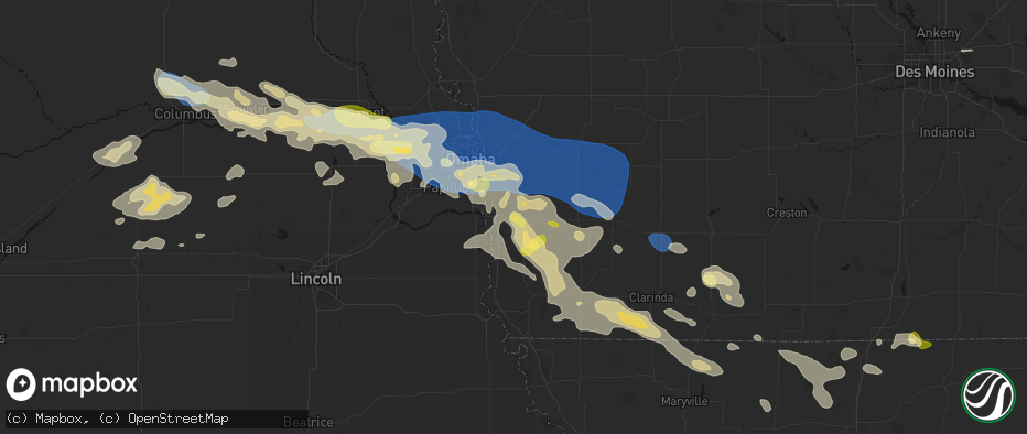 Hail map in Glenwood, IA on June 13, 2026
