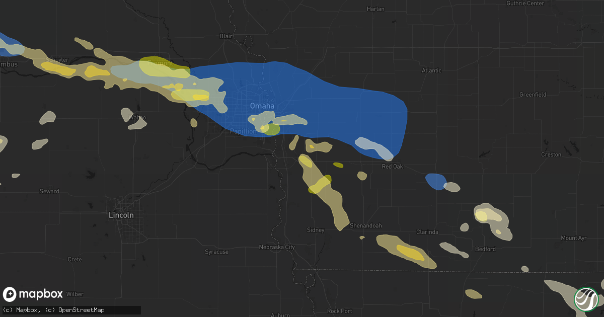 Hail map in Glenwood, IA on June 13, 2026
