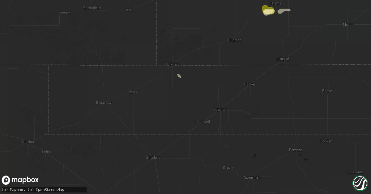 Hail map in Goodwell, OK on June 13, 2026