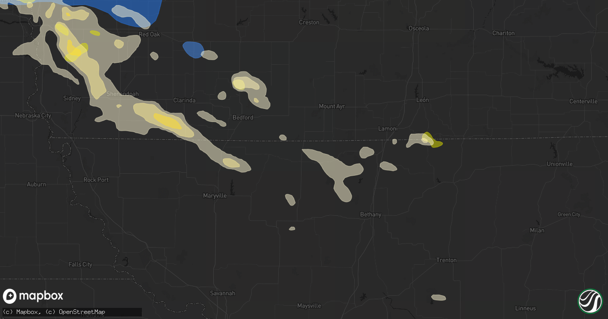 Hail map in Grant City, MO on June 13, 2026