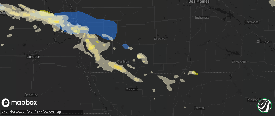 Hail map in Gravity, IA on June 13, 2026