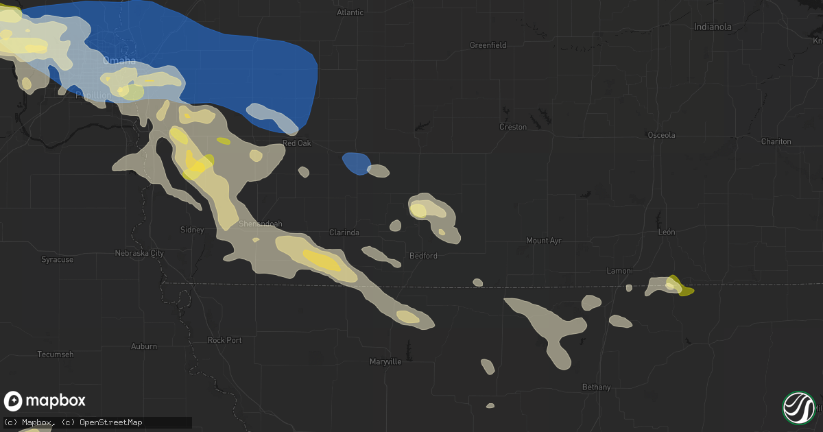 Hail map in Gravity, IA on June 13, 2026