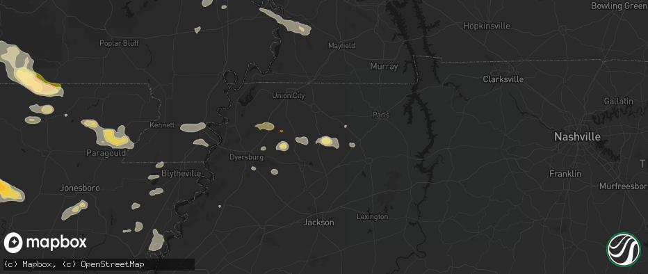 Hail map in Greenfield, TN on June 13, 2026