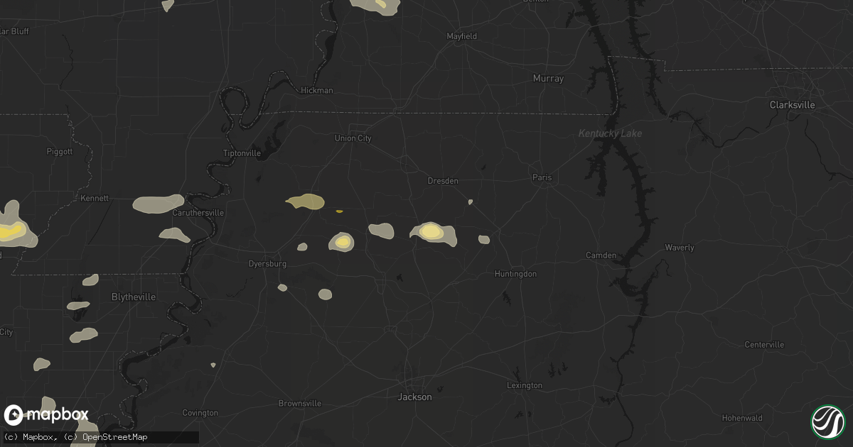 Hail map in Greenfield, TN on June 13, 2026