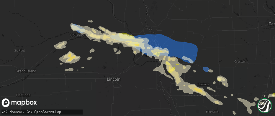 Hail map in Gretna, NE on June 13, 2026
