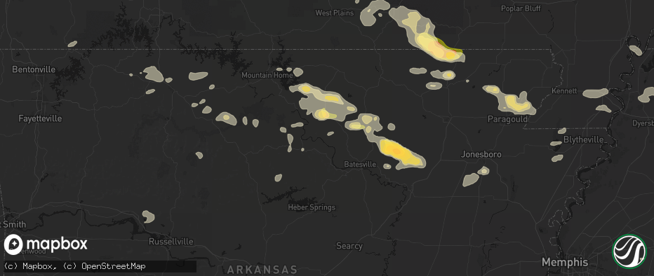 Hail map in Guion, AR on June 13, 2026