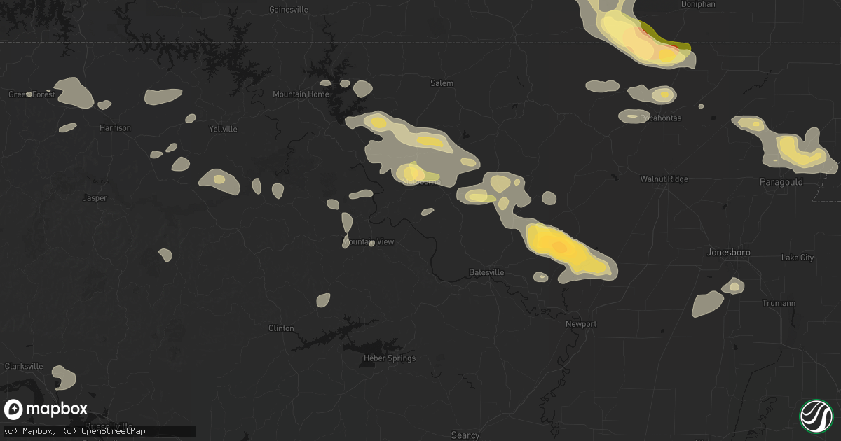 Hail map in Guion, AR on June 13, 2026