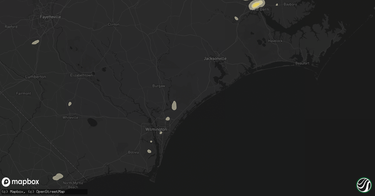 Hail map in Hampstead, NC on June 13, 2026