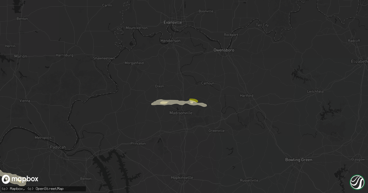 Hail map in Hanson, KY on June 13, 2026