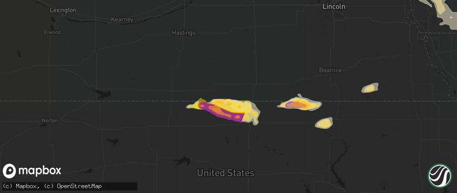 Hail map in Hardy, NE on June 13, 2026