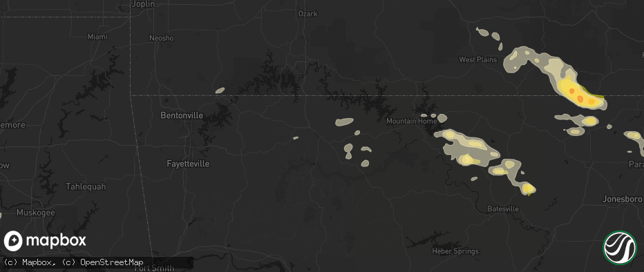 Hail map in Harrison, AR on June 13, 2026