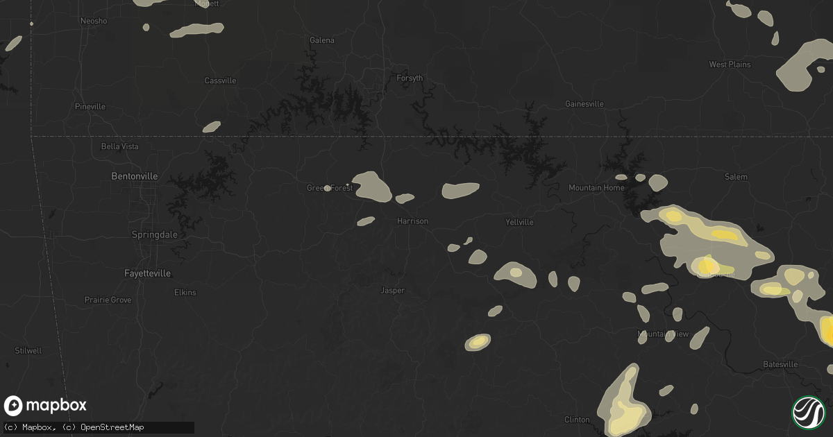 Hail map in Harrison, AR on June 13, 2026