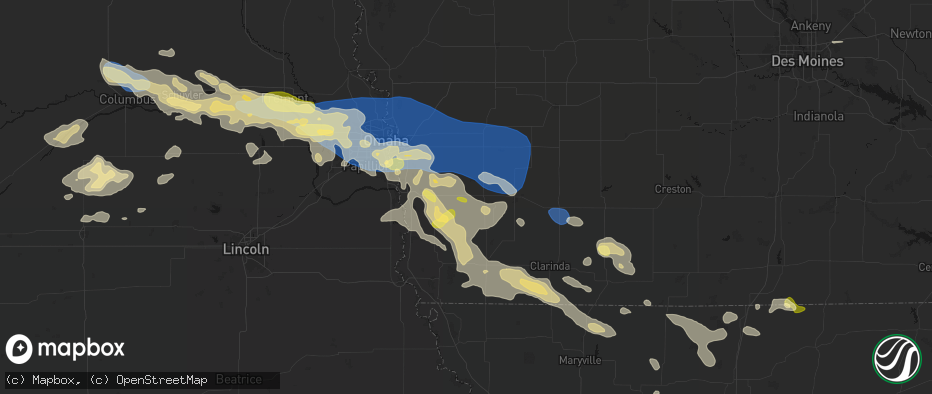 Hail map in Hastings, IA on June 13, 2026