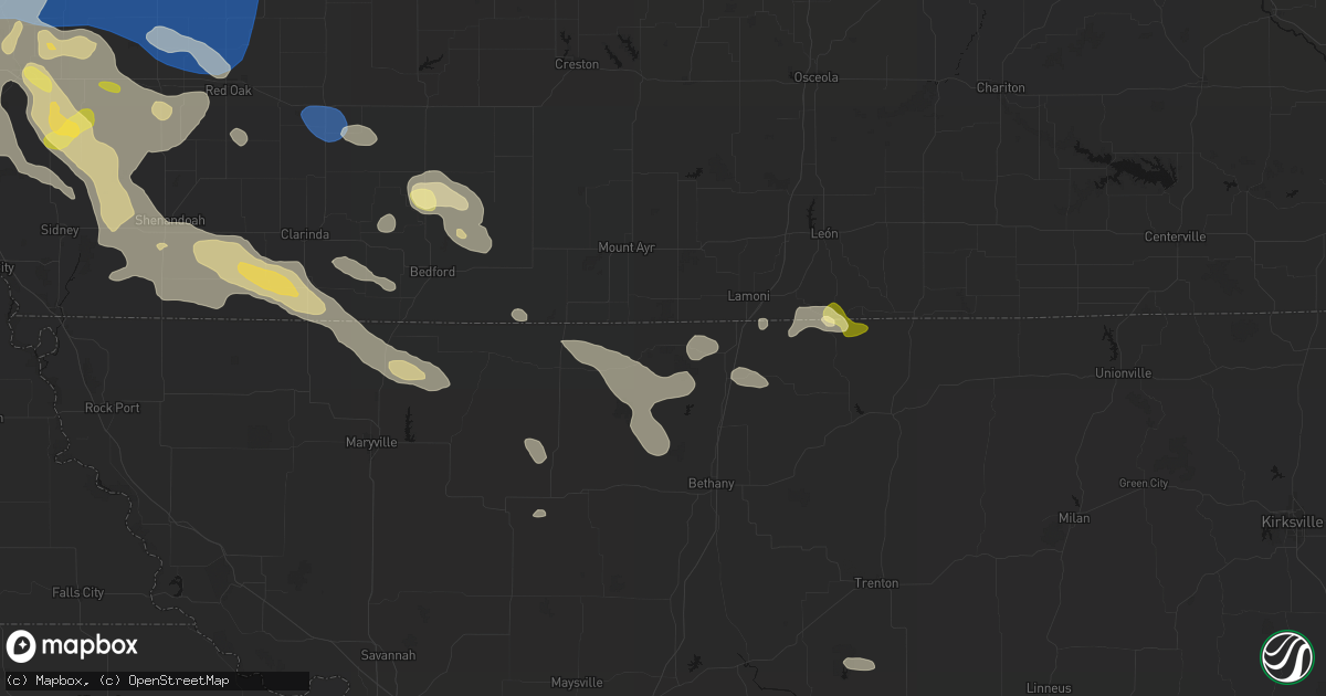 Hail map in Hatfield, MO on June 13, 2026
