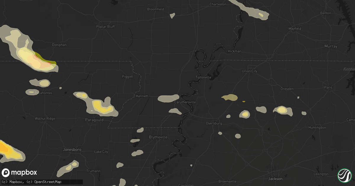 Hail map in Hayti, MO on June 13, 2026