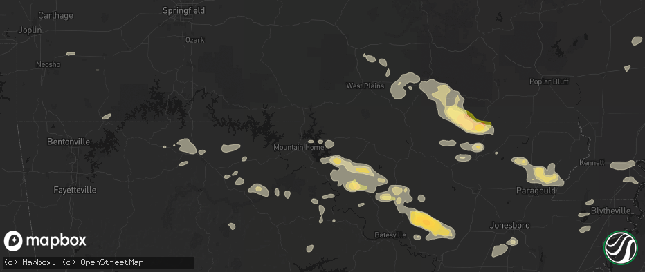 Hail map in Henderson, AR on June 13, 2026