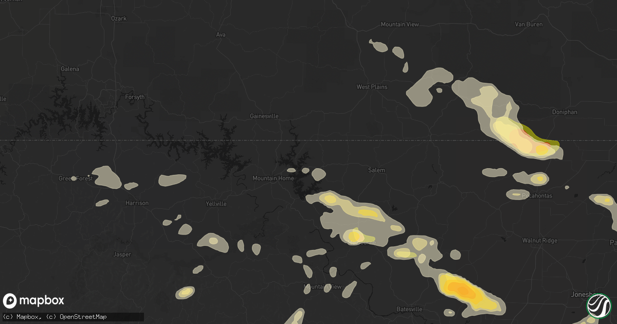 Hail map in Henderson, AR on June 13, 2026