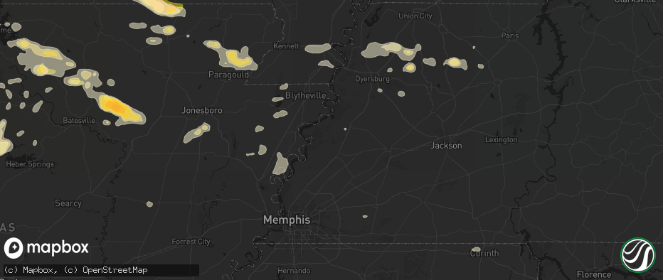Hail map in Henning, TN on June 13, 2026