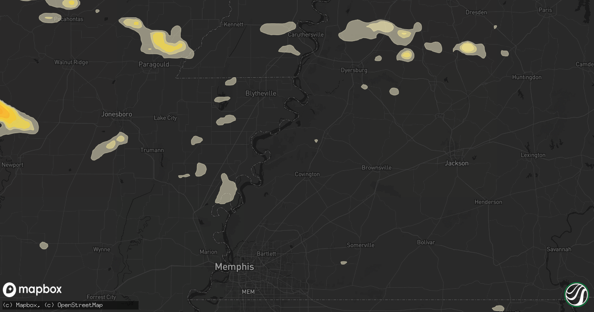 Hail map in Henning, TN on June 13, 2026
