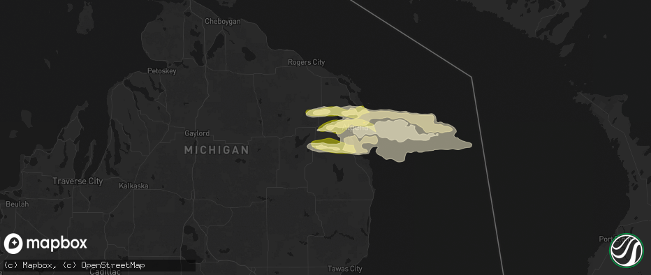 Hail map in Herron, MI on June 13, 2026