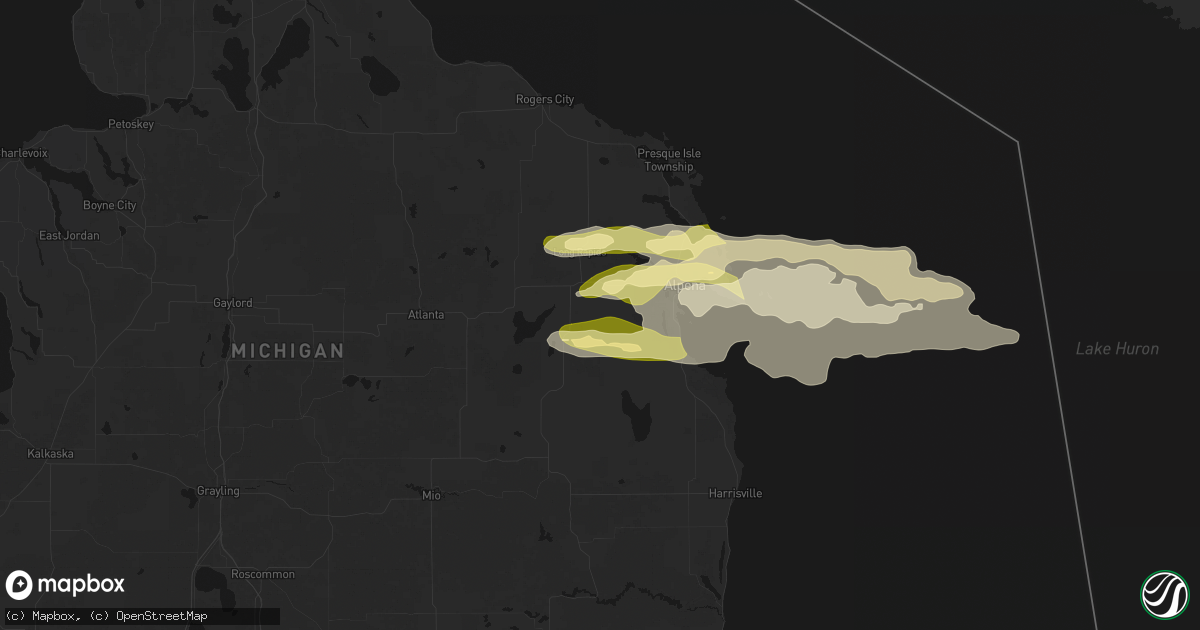 Hail map in Herron, MI on June 13, 2026