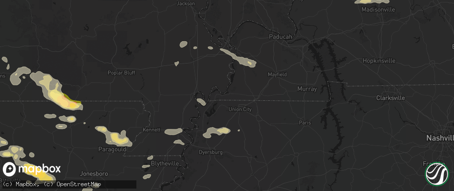 Hail map in Hickman, KY on June 13, 2026