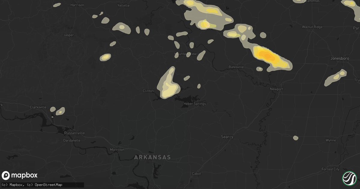 Hail map in Higden, AR on June 13, 2026
