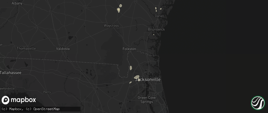 Hail map in Hilliard, FL on June 13, 2026
