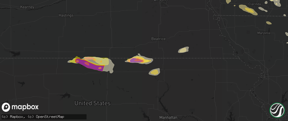 Hail map in Hollenberg, KS on June 13, 2026