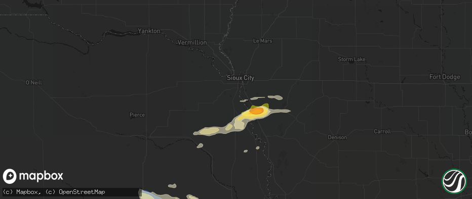 Hail map in Homer, NE on June 13, 2026