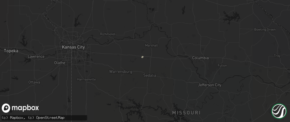 Hail map in Houstonia, MO on June 13, 2026