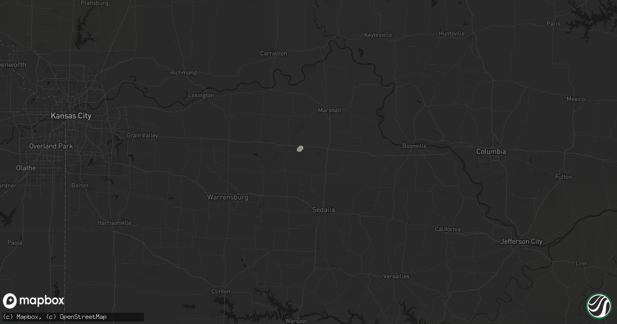 Hail map in Houstonia, MO on June 13, 2026