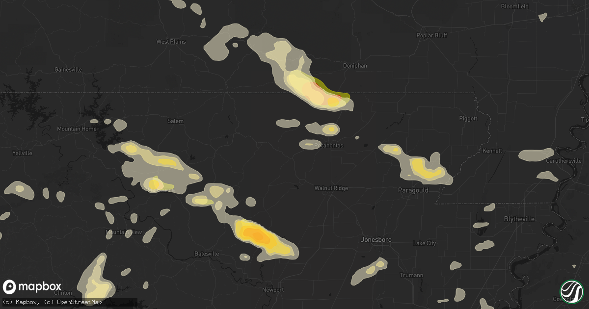 Hail map in Imboden, AR on June 13, 2026