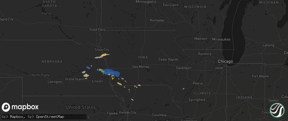 Hail map in Iowa on June 13, 2026