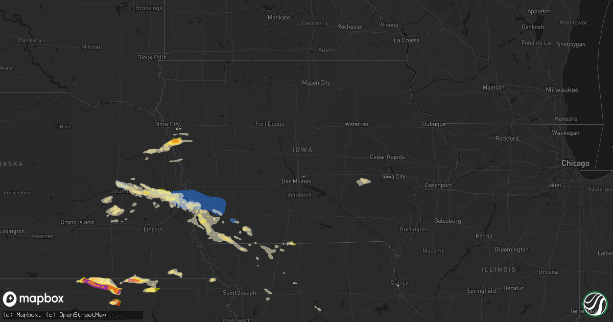 Hail map in Iowa on June 13, 2026