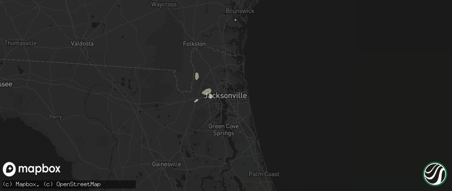 Hail map in Jacksonville, FL on June 13, 2026